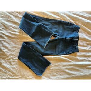 We The Free Free People Flare Jeans Size 28 Dark Wash Raw Hem Stretch Denim